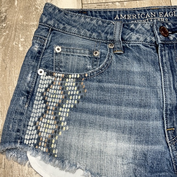 AMERICAN Eagle Jean High Rise Festival Denim Shorts - Picture 2 of 8